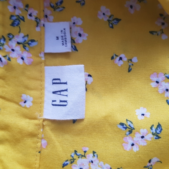 GAP Women's Yellow Floral Button Down Shirt Size M - Picture 3 of 16